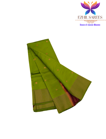 Greenish yellow Metal Silk Butta Cotton Saree