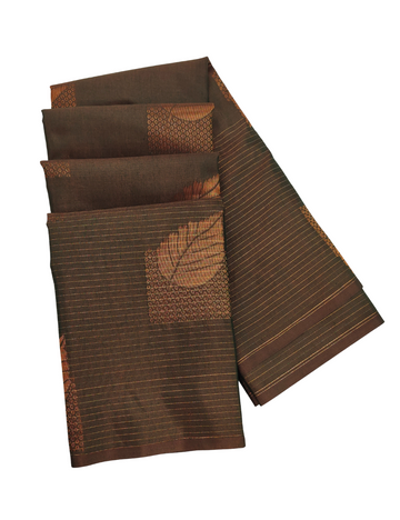 Leaf motifs Cafe Brown Soft Silk Cotton Saree
