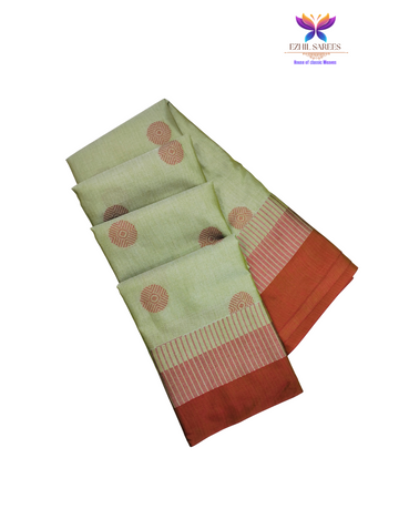 Circular Motifs Greenish Yellow Soft Silk Cotton