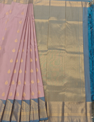 Mango Motifs Greyish pink Soft Silk Saree