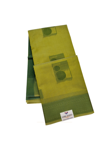 Greenish yellow with geometric woven motifs bamboo cotton