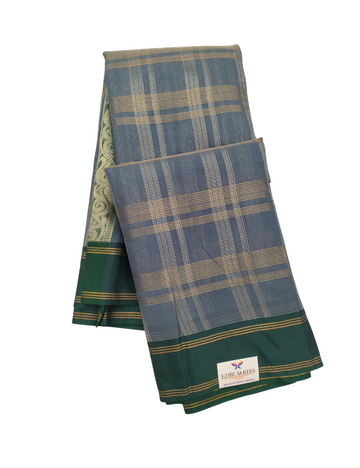 Slate Gray with fine striped checks bamboo cotton