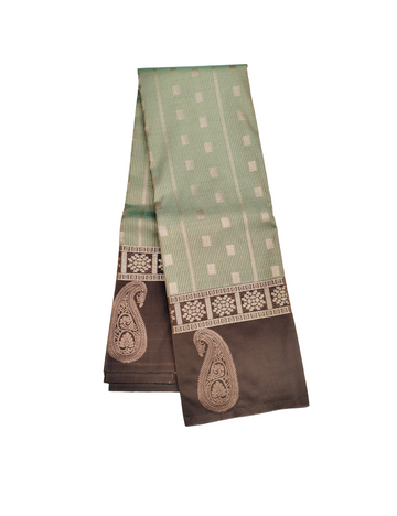 Square Motifs With Dotted Lines Greenish Yellow Premium Soft Silk Saree