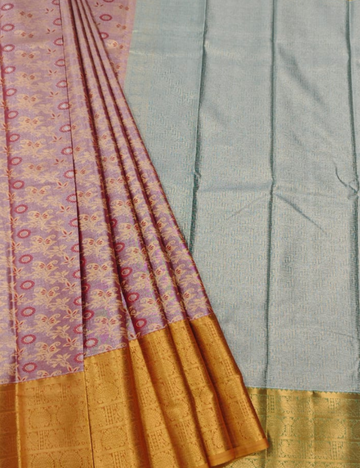 Grand Look Greyish Pink Tissue Semi Silk Saree
