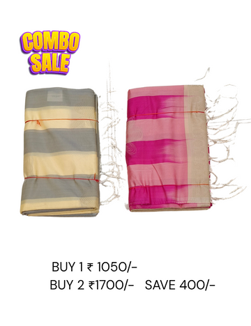Rabbit motifs With Silver Grey and Pink Combo Offers Soft Silk Sarees