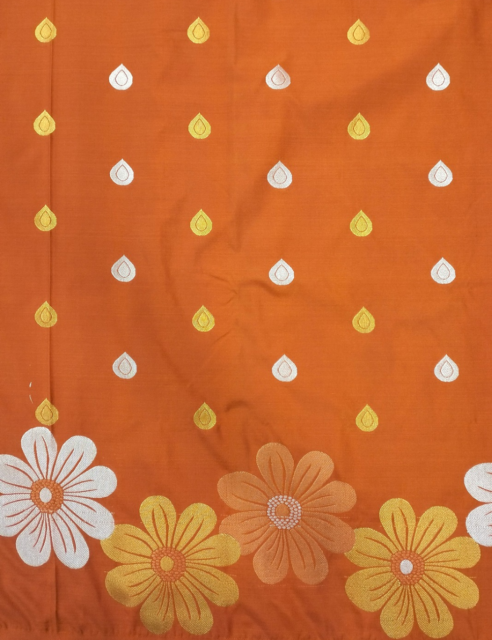 Flower with Daisy Style Valentine Red Soft Silk Saree