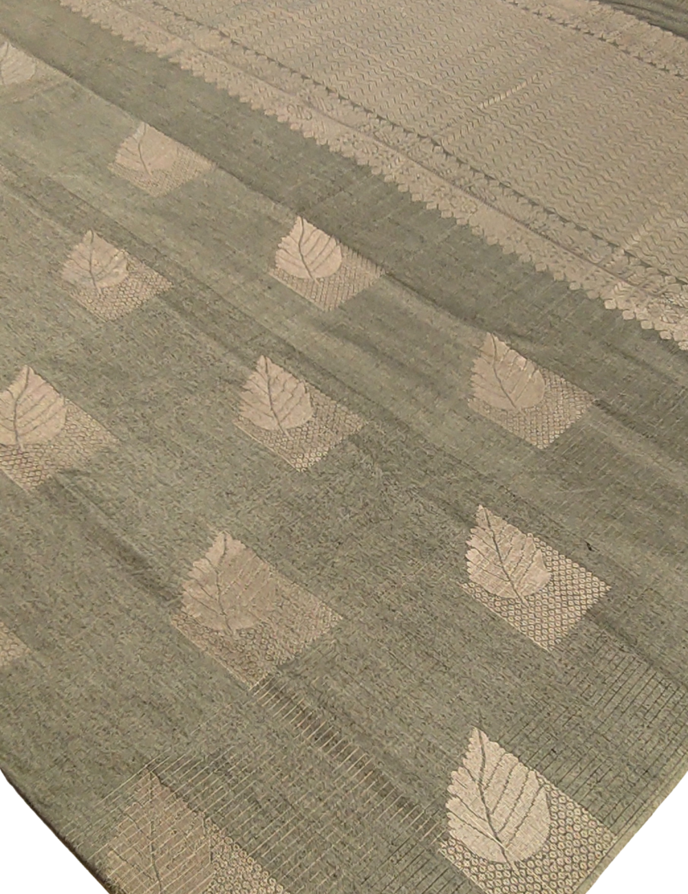 Leaf motifs Finch Brown  Soft Silk Cotton Saree