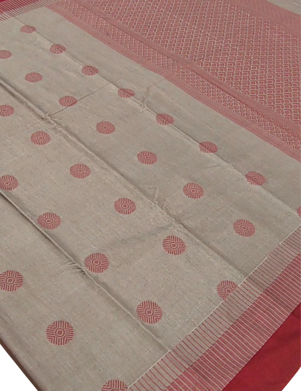 Circular Motifs Silver White  Soft Silk Cotton