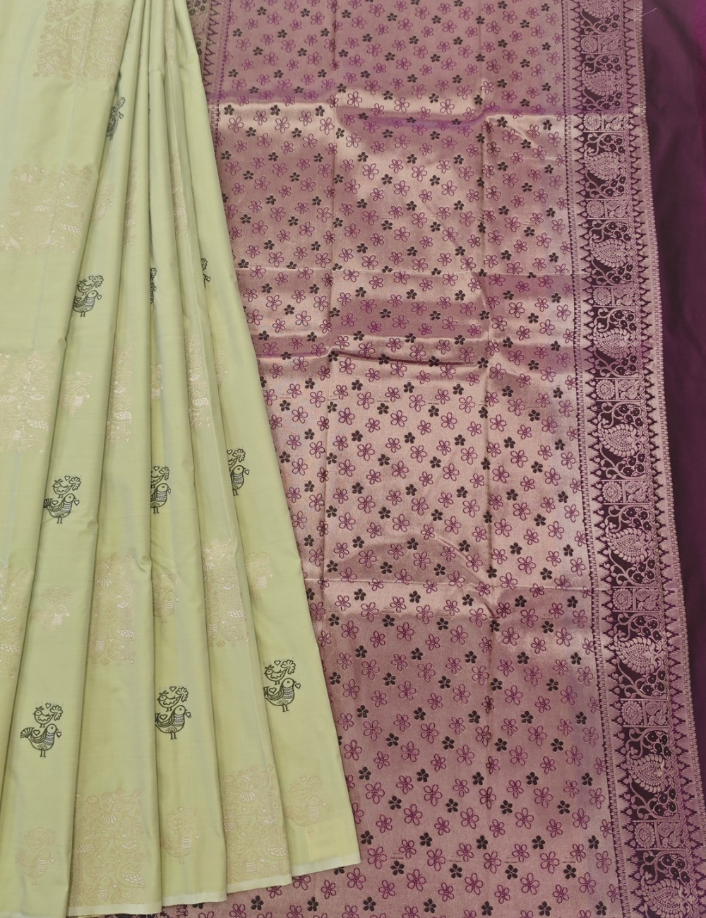 Kuruvi Motifs With Vanilla Yellow Soft Silk Saree