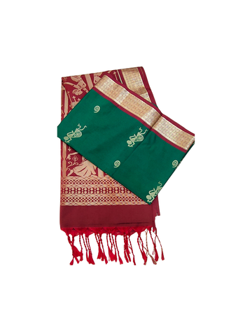 Warli art motifs With Jungle green Colour Premium Soft Silk Saree