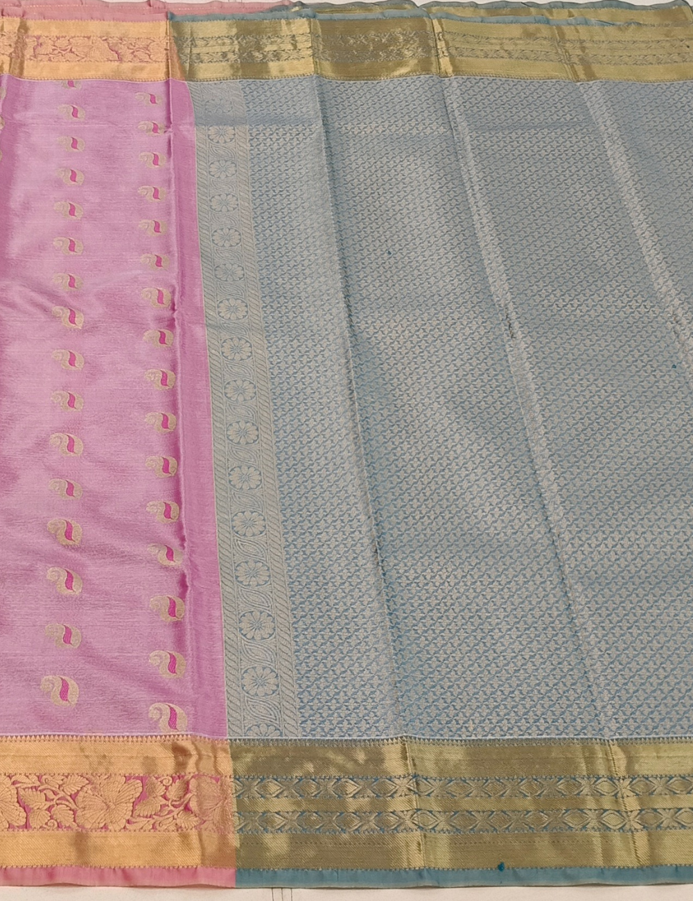 Mango Motifs Chill Pink  Dual Tone Tissue Saree