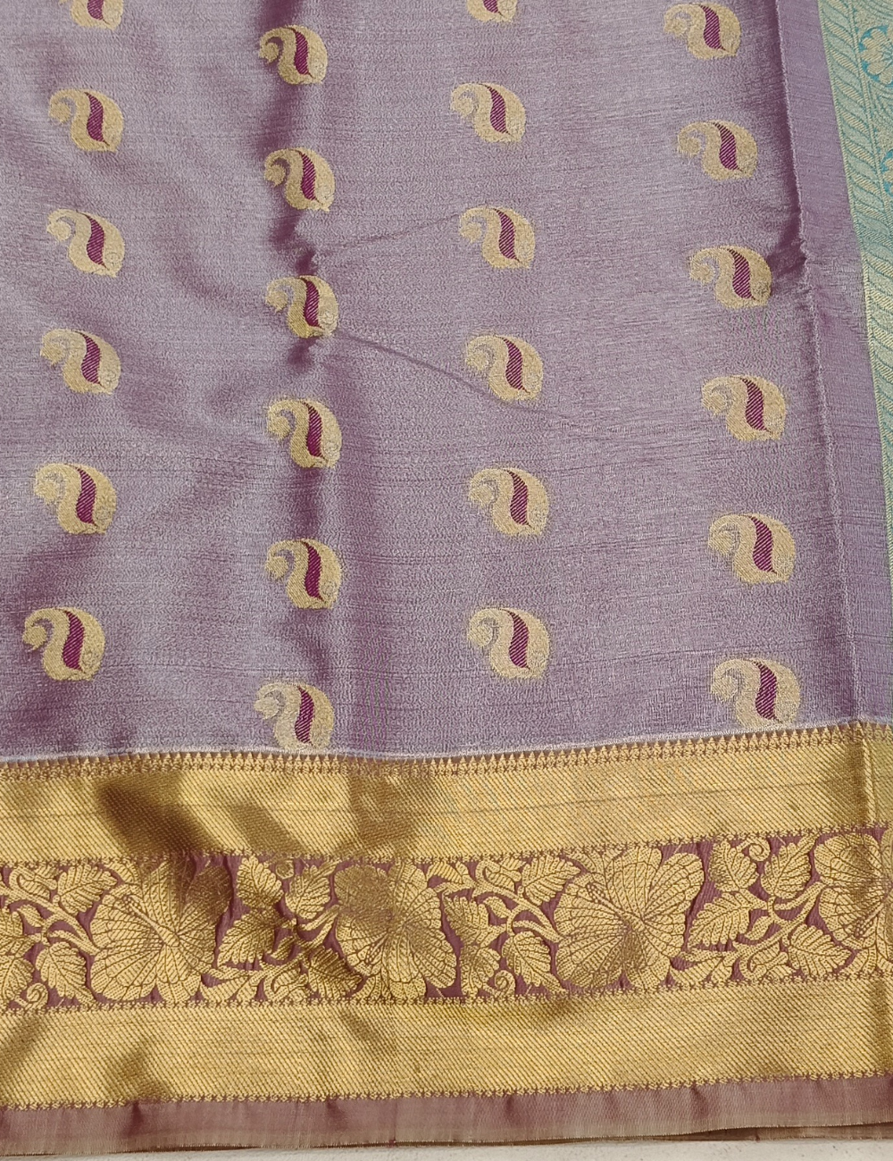Mango Motifs Pinkish Purple Dual Tone Tissue Saree