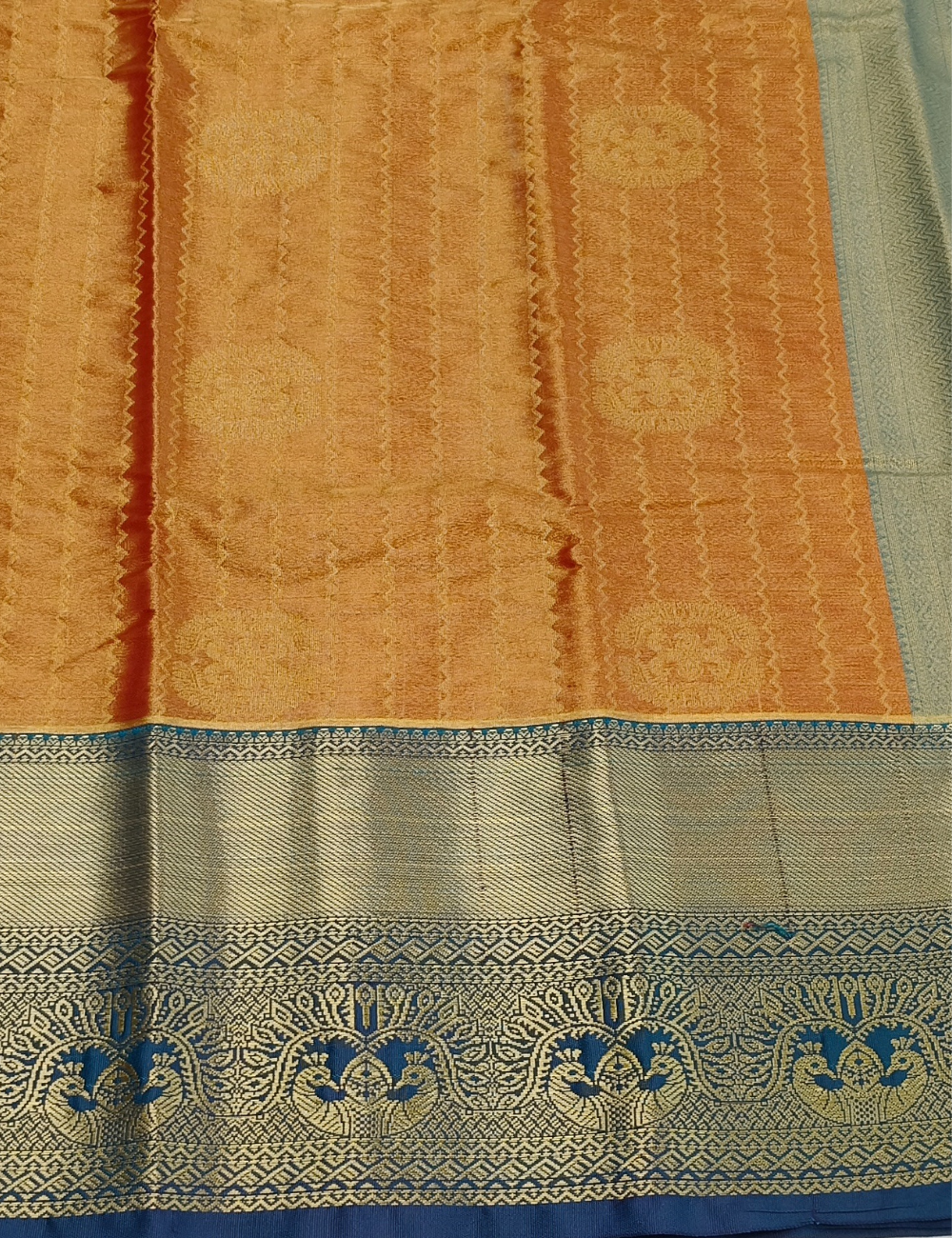 Wavy Motifs Red Wine Tissue Semi Silk Saree