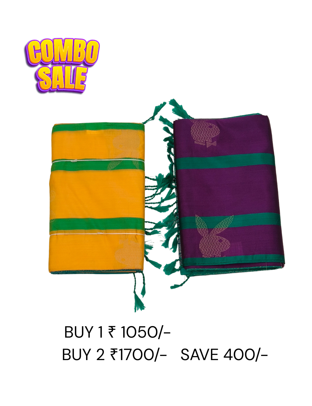 Rabbit motifs With Purple and Yellow Color Combo Offers Soft Silk Sarees