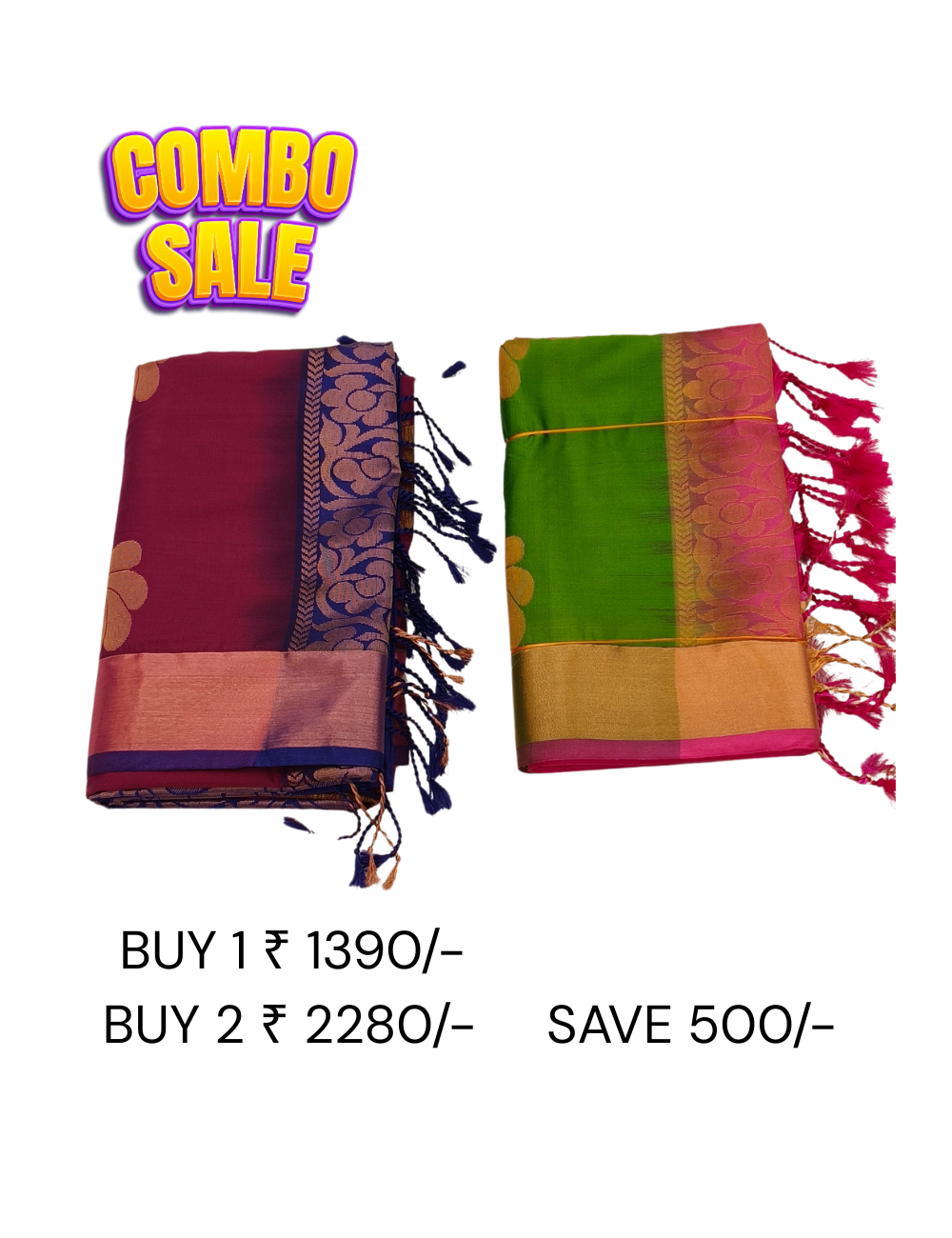 Floral Motifs with Maroon & Green Color Combo Offer Soft Silk Sarees
