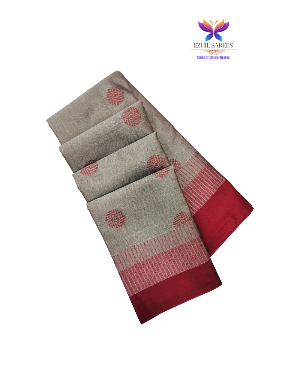 Circular Motifs Silver White  Soft Silk Cotton