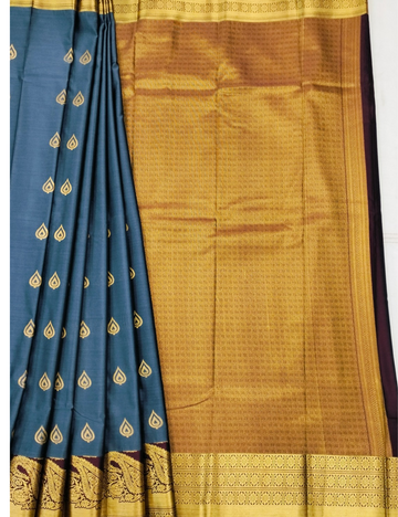 Mango Motifs Demin Blue Soft Silk Saree
