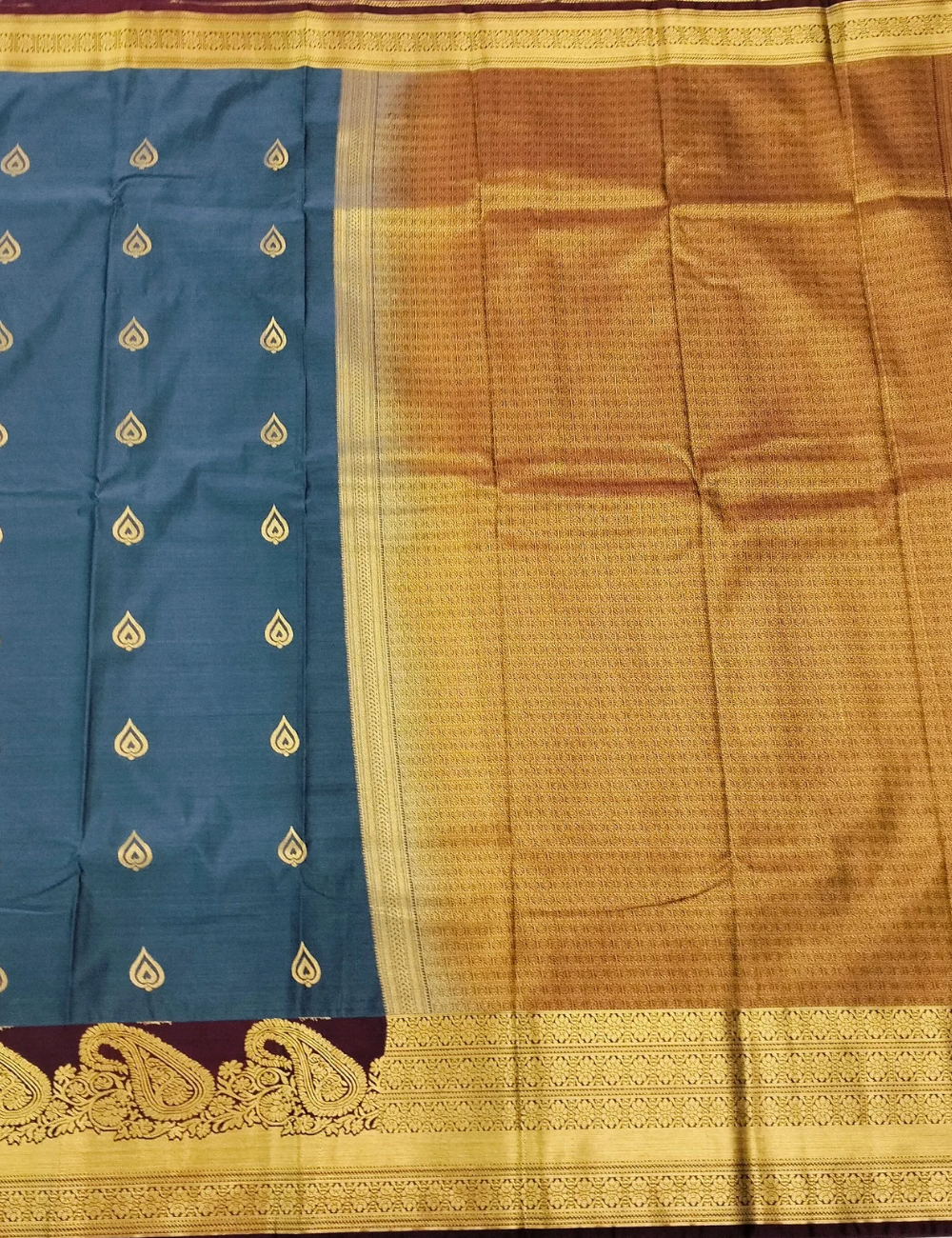 Mango Motifs Demin Blue Soft Silk Saree