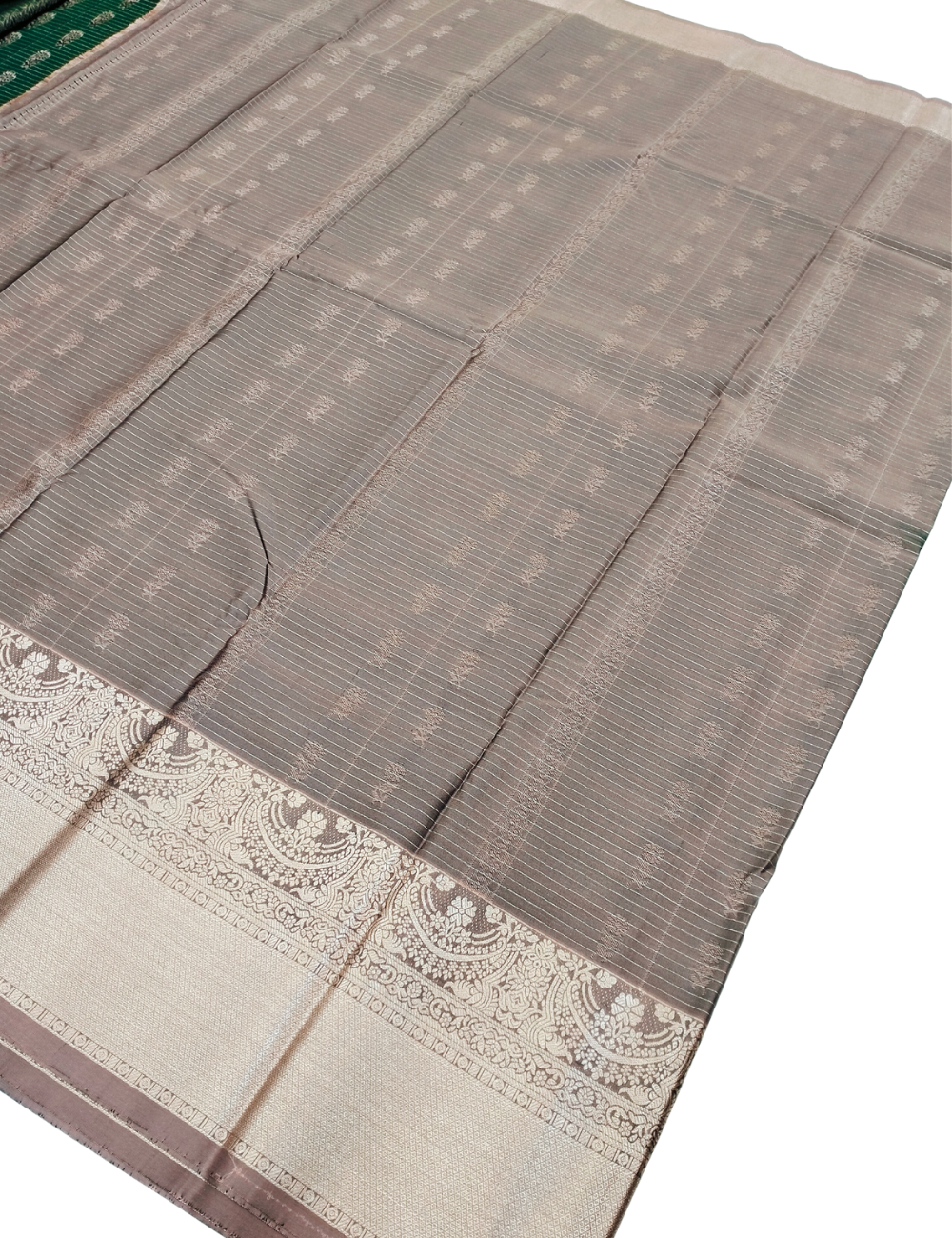 Fine Vertical Strip With  Greenish Cyan Premium Soft Silk Saree