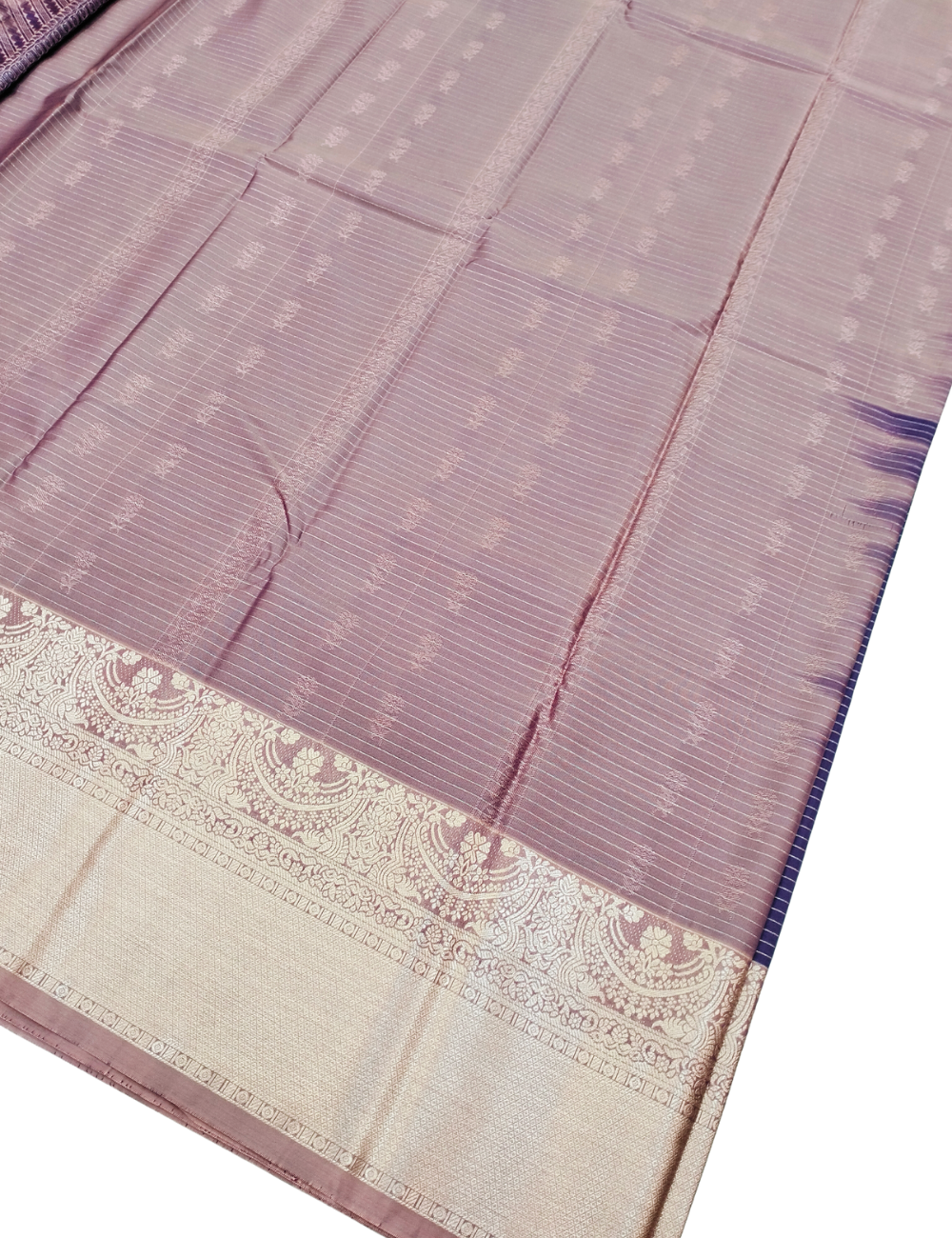 Fine Vertical Strip With Dark Lavender Premium Soft Silk Saree