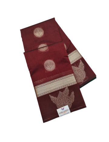 Maroon with circular motifs bamboo Zari cotton