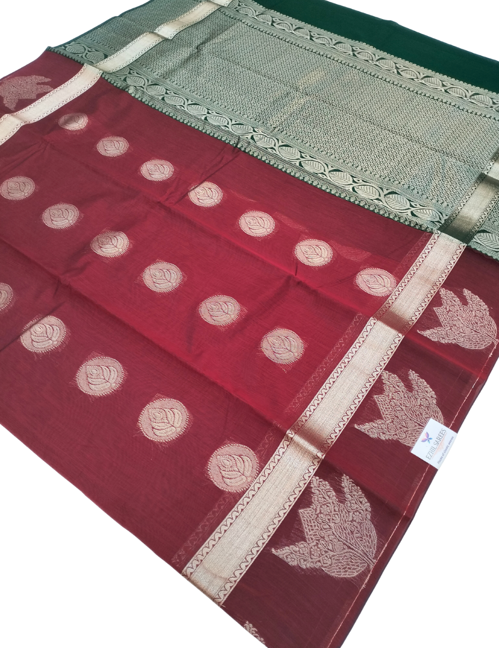 Maroon with circular motifs bamboo Zari cotton