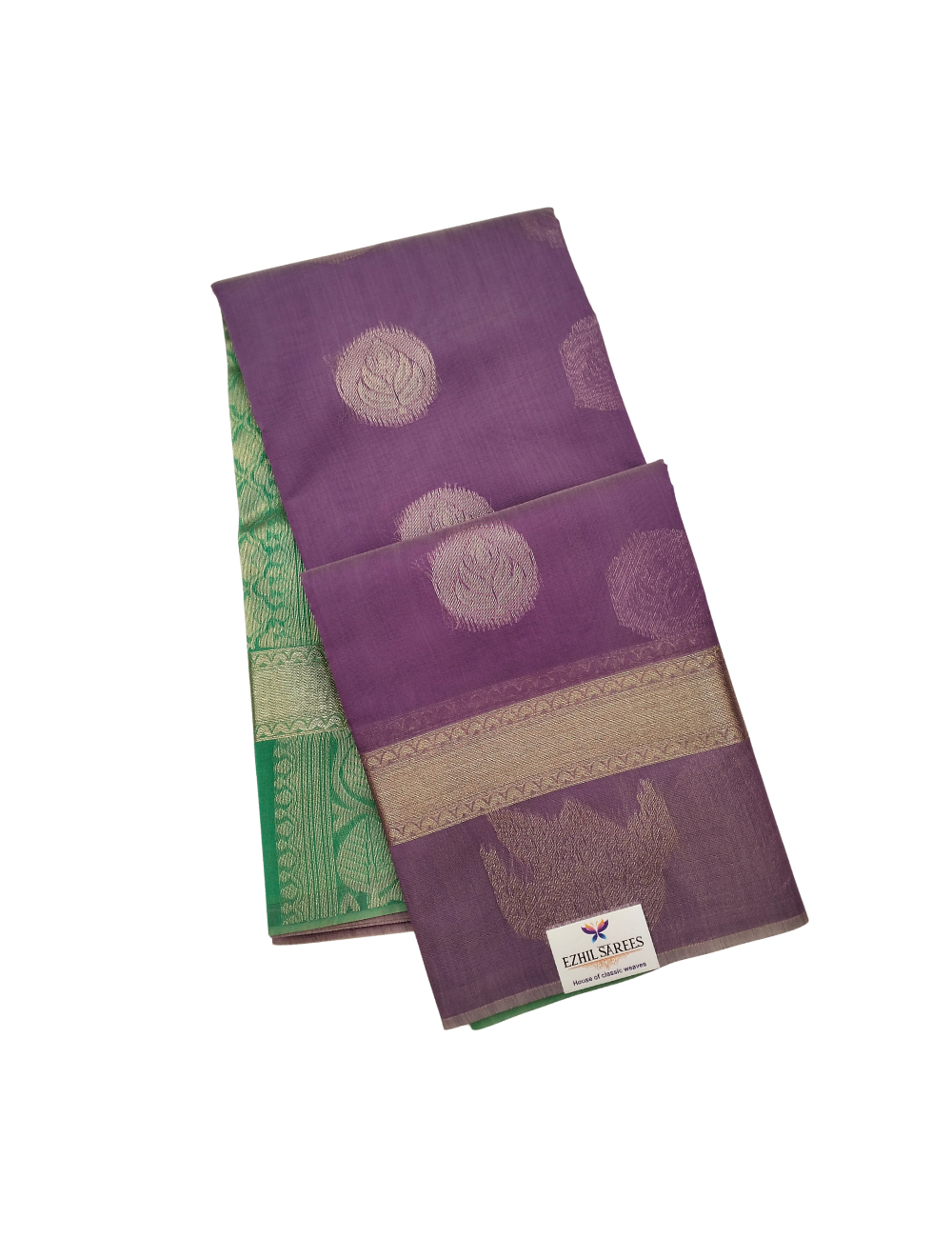 Dusky purple with circular Motifs bamboo Zari cotton