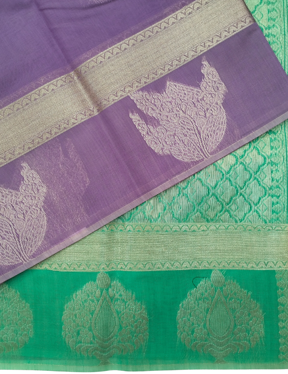 Dusky purple with circular Motifs bamboo Zari cotton