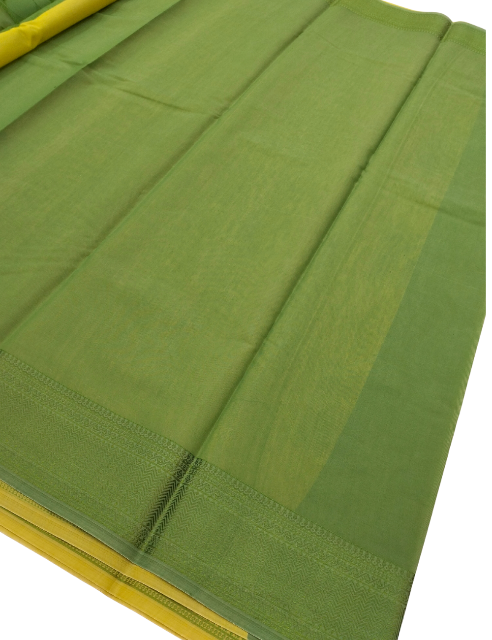 Greenish yellow with geometric woven motifs bamboo cotton