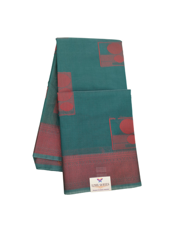 Teal (blue-green)colour with geometric woven motifs bamboo cotton