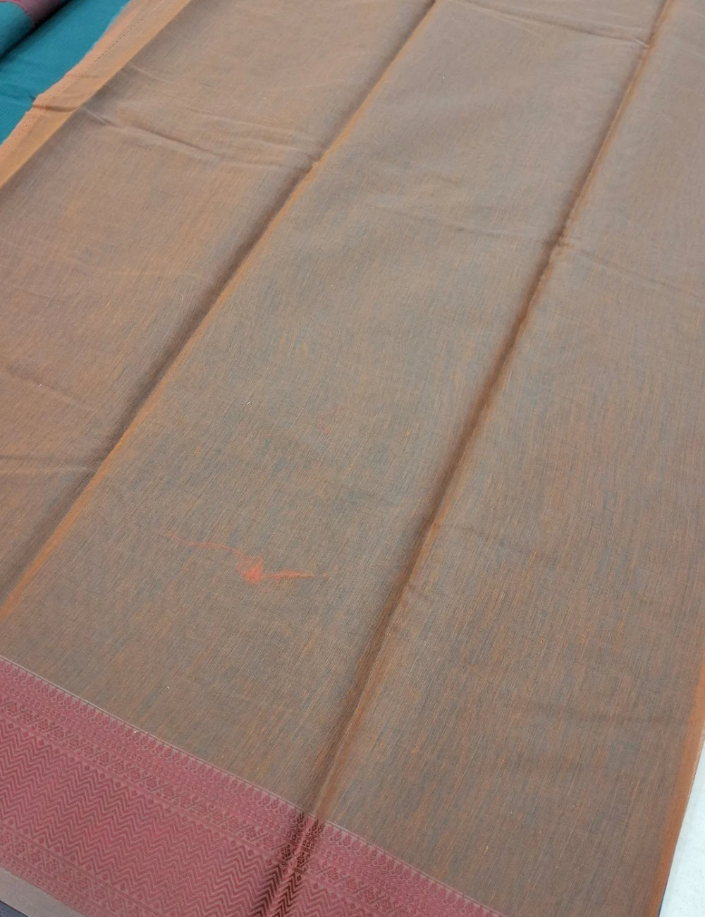 Teal (blue-green)colour with geometric woven motifs bamboo cotton