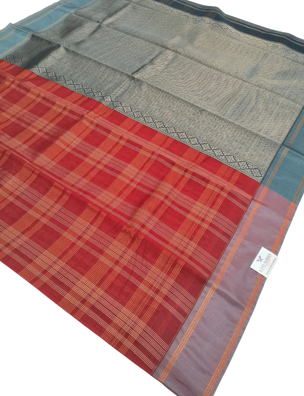 Burgundy Red with fine striped checks bamboo cotton
