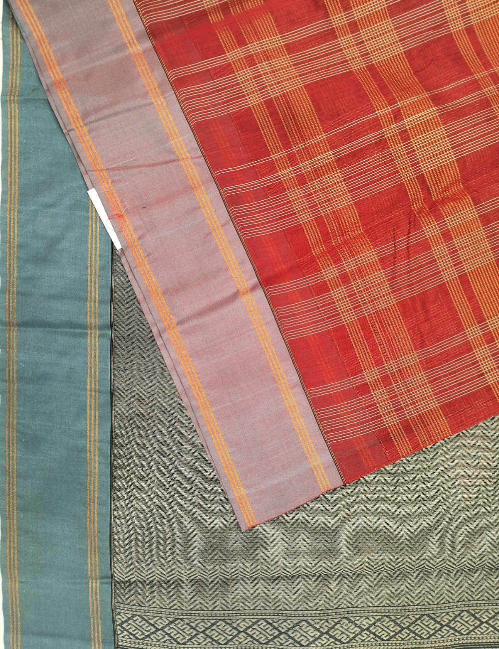 Burgundy Red with fine striped checks bamboo cotton