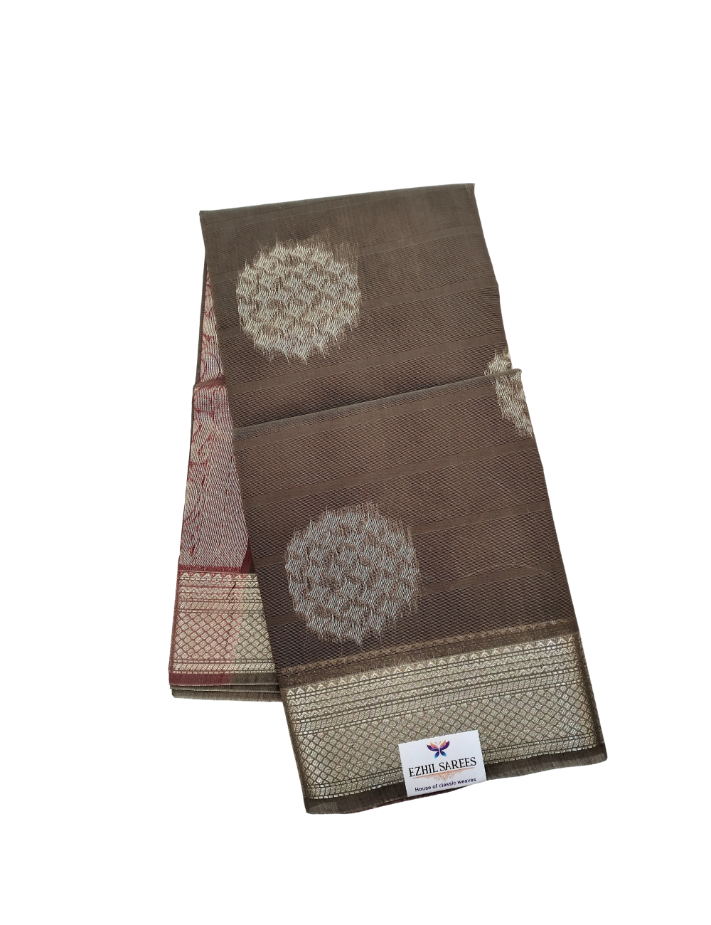 Soya bean brown with circular buttas bamboo cotton