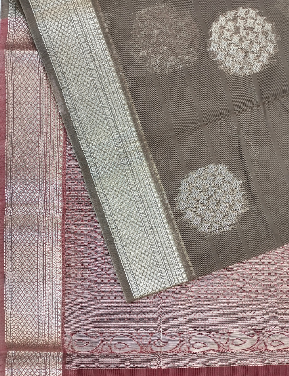 Soya bean brown with circular buttas bamboo cotton