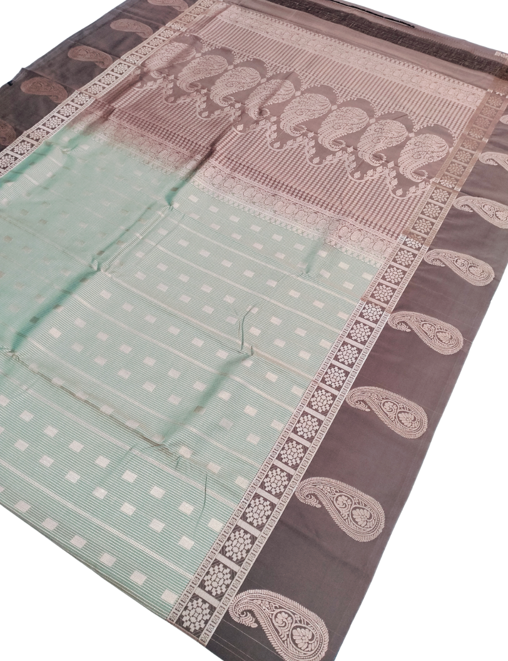 Square Motifs With Dotted Lines Greenish Yellow Premium Soft Silk Saree