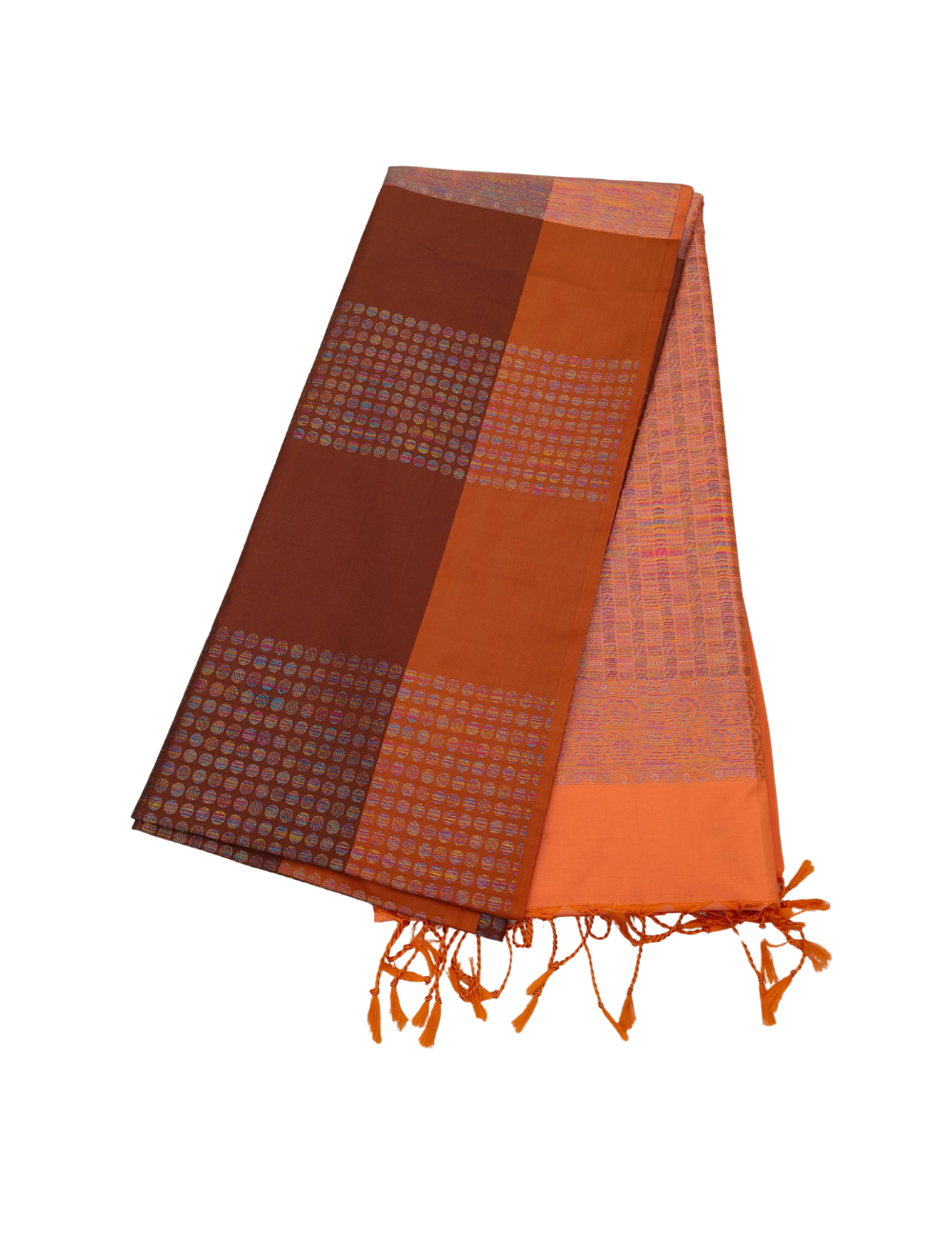 Metallic copper mini circular multi colour woven motifs Silk