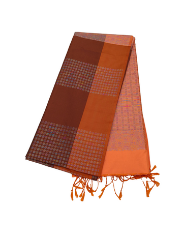 Metallic copper mini circular multi colour woven motifs Silk