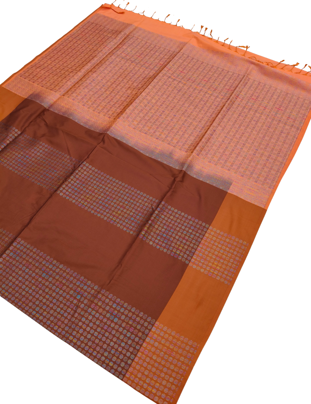 Metallic copper mini circular multi colour woven motifs Silk