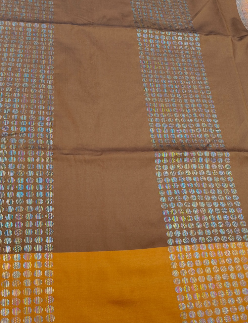 Metallic copper mini circular multi colour woven motifs Silk