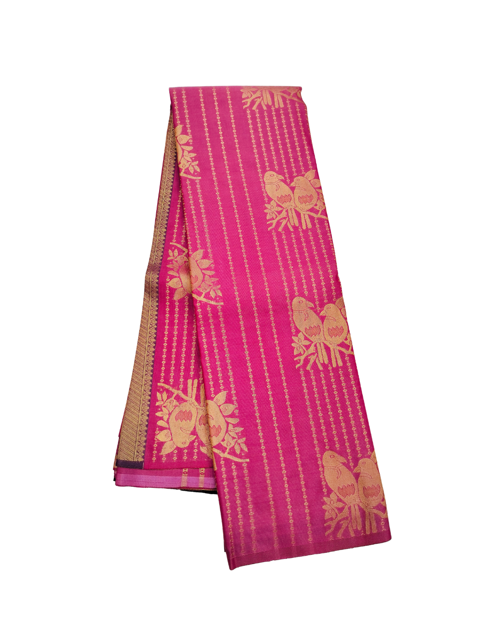 Chill pink with parrot motifs soft silk