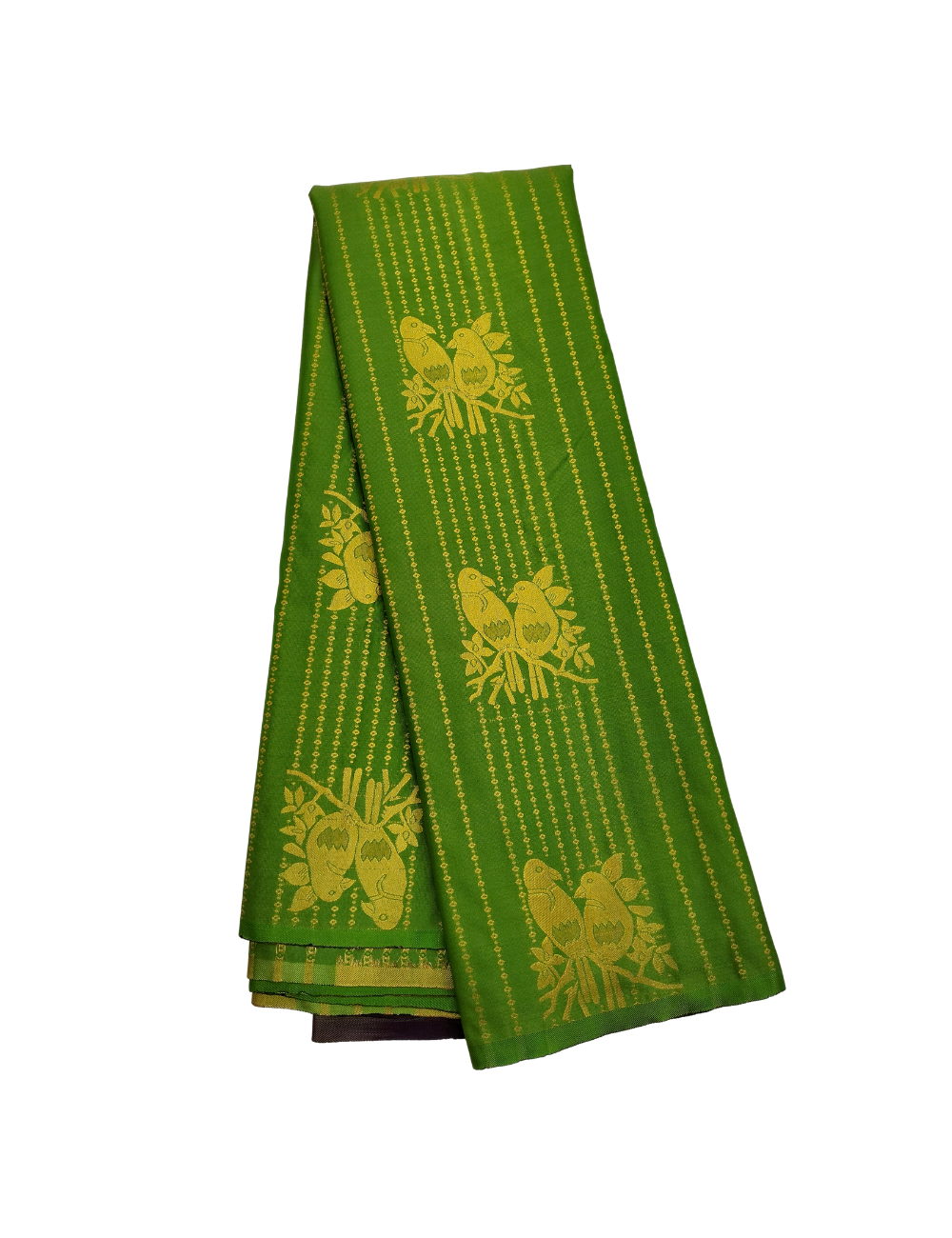 Parrot green with parrot motifs soft silk