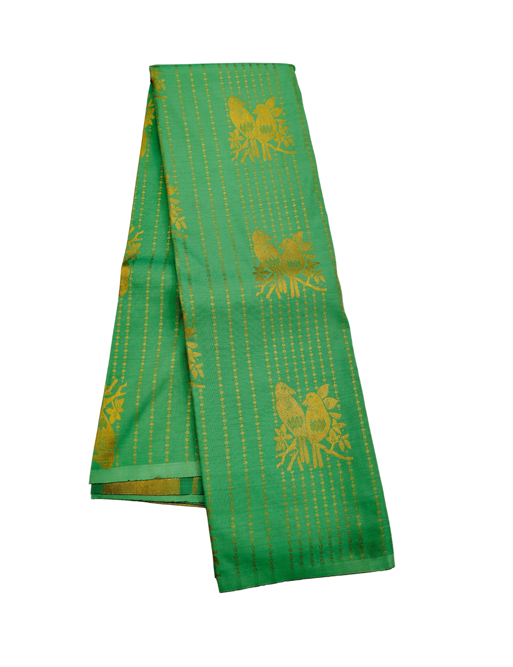 Mid lime colour with parrot motifs soft silk