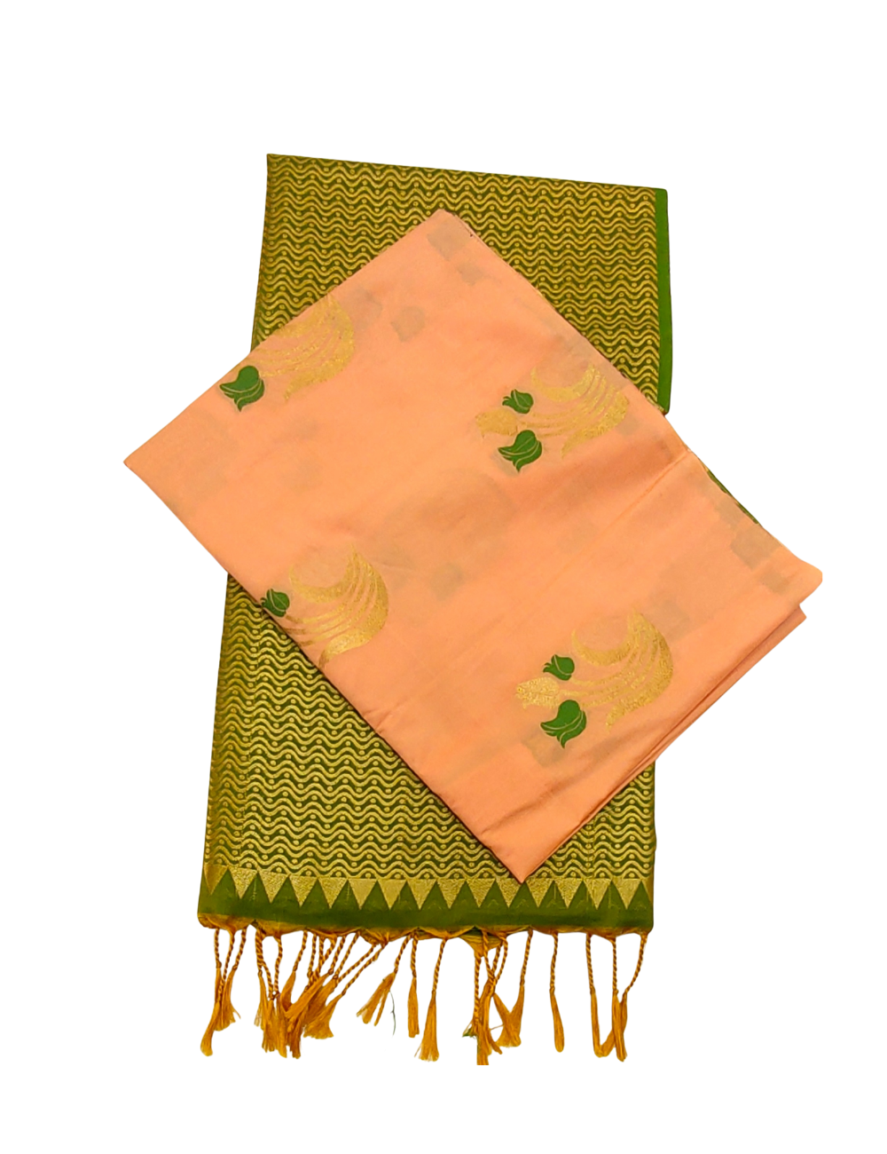 Rose Floral Motifs With Dark Peach Orange  Colour Borderless Soft Silk Saree