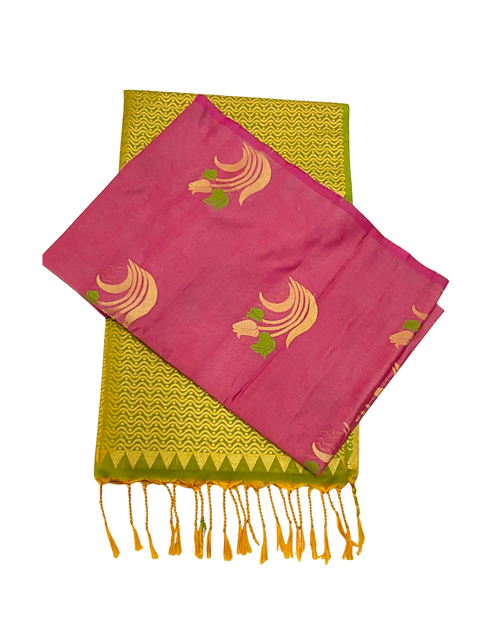 Rose Floral Motifs With Dark Pinkish Red Colour Borderless Soft Silk Saree