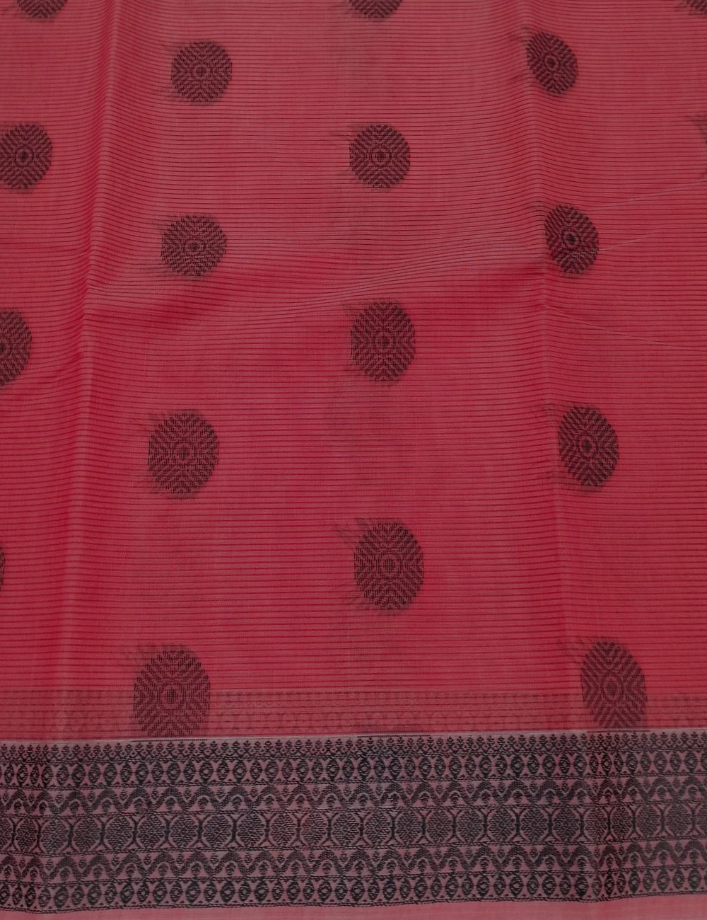 Round woven motifs with reddish pink bamboo cotton