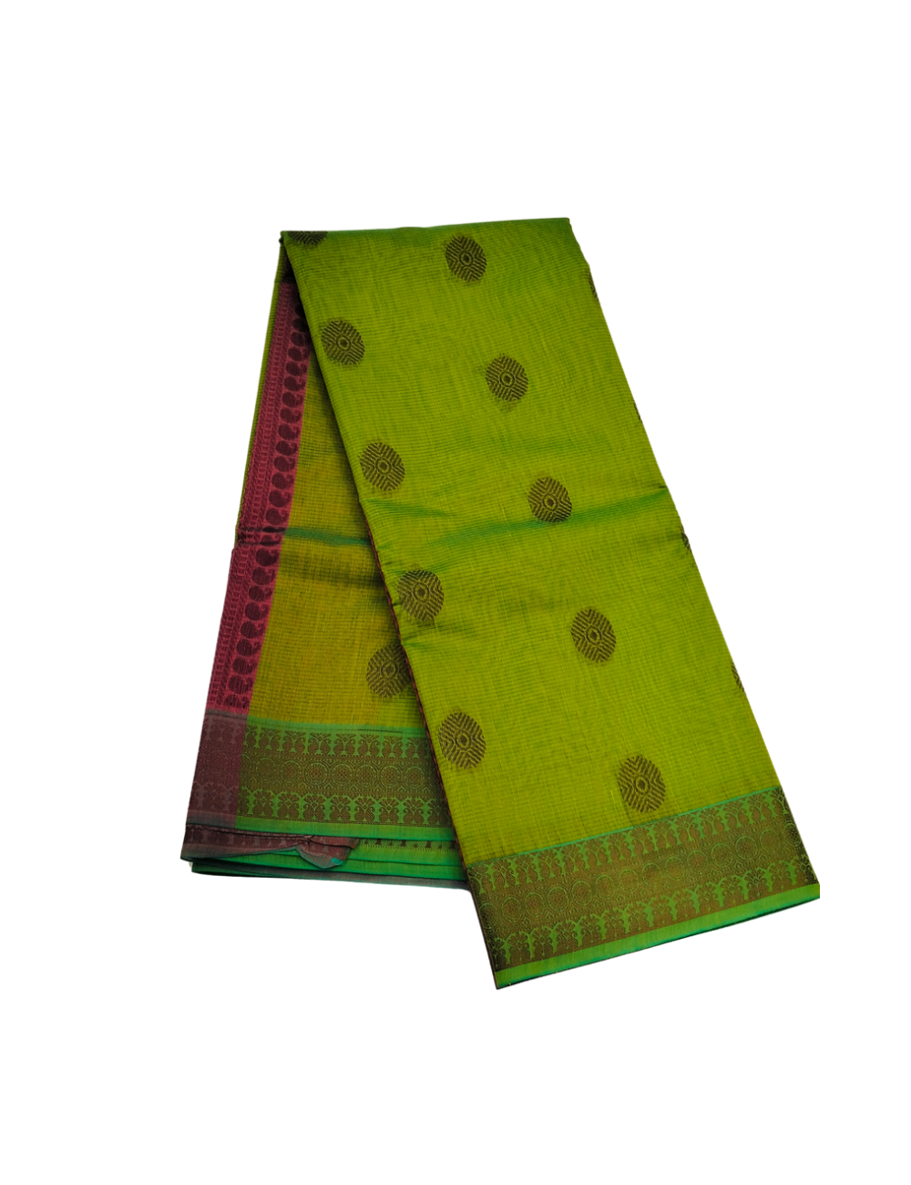 Round woven motifs with light forest green bamboo cotton