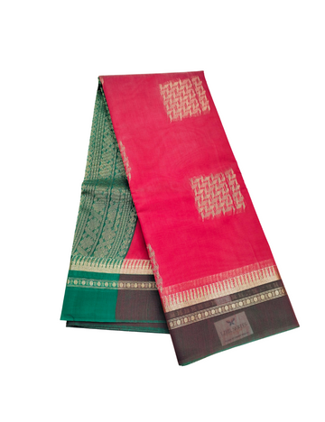 Square motifs with Rani pink bamboo cotton saree