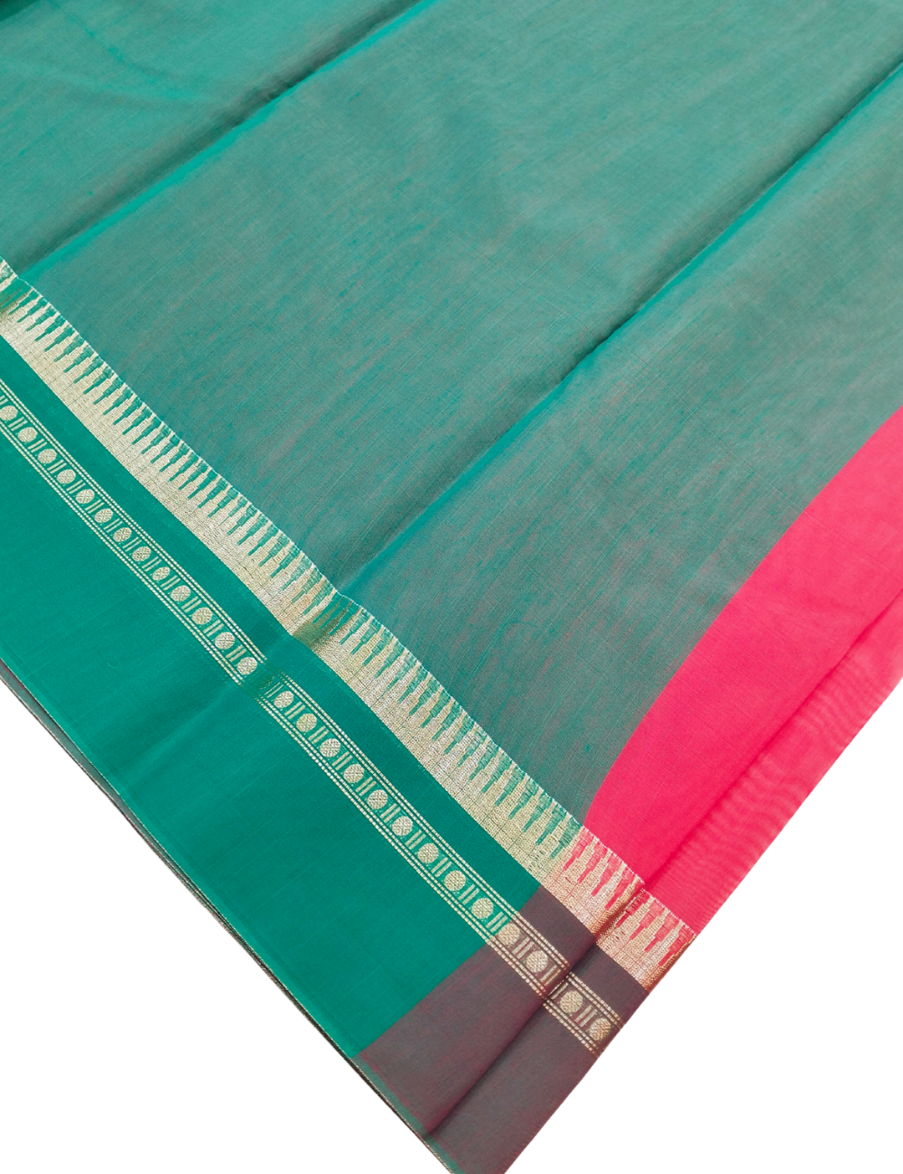 Square motifs with Rani pink bamboo cotton saree