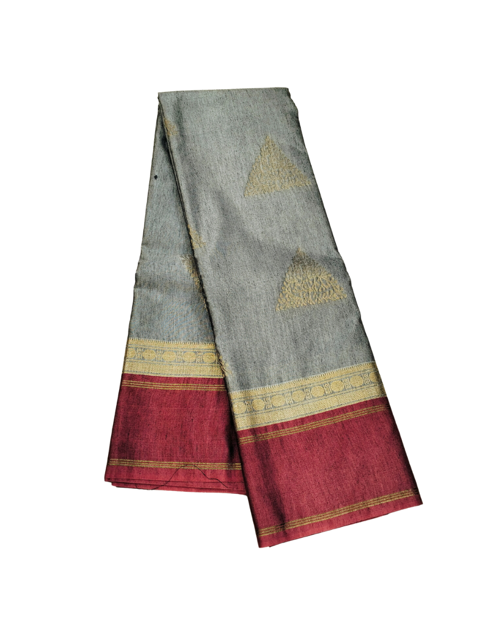 Triangle motifs with cool grey Silk cotton